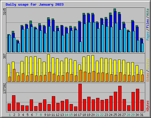 Daily usage for January 2023